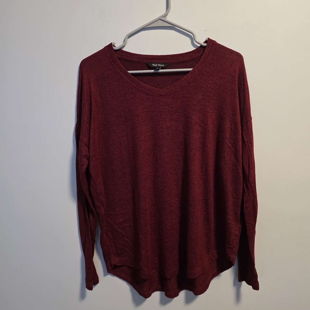 Well Worn Burgundy Long Sleeve Top
